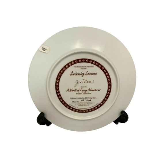 1995 Swimming Lessons Plate - Jon Nen - A World of Puppy Adventures Collection - Picture 4 of 7